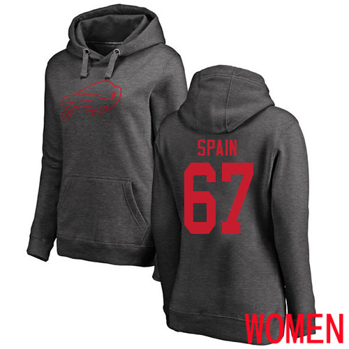 NFL Women Buffalo Bills #67 Quinton Spain Ash One Color Pullover Hoodie Sweatshirt